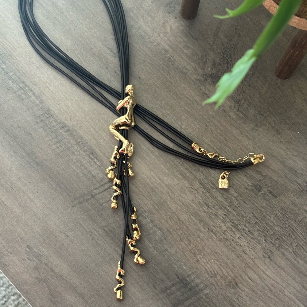 UNO de 50 Gold and Black Cord Necklace